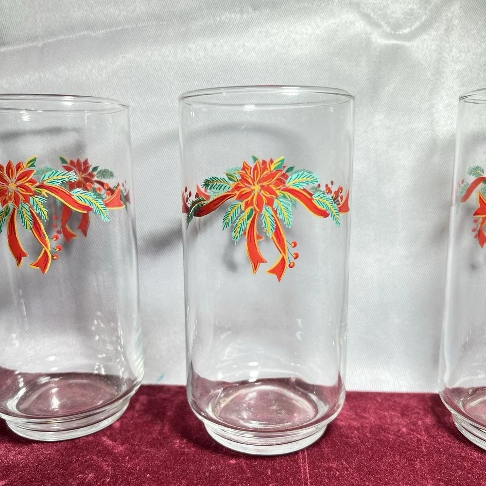 Vintage Libbey Christmas Drinking Glasses Set Of 10 EUC‎ 16 oz Original Box